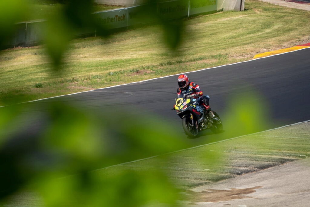 a motorcycle racer on track