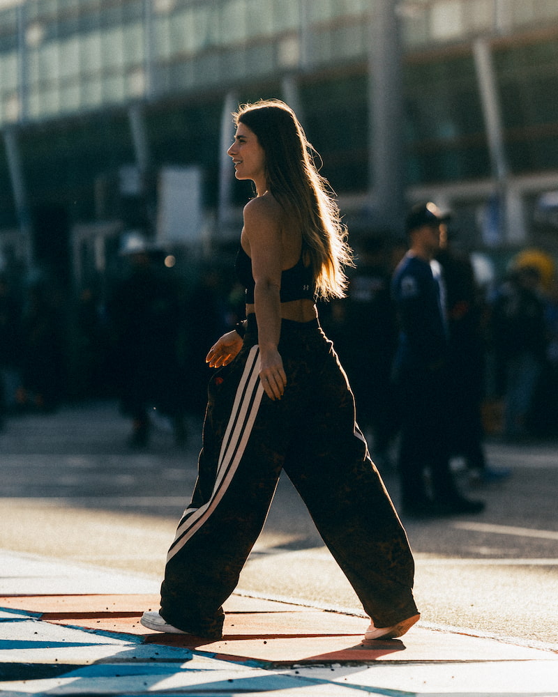 a woman in a race suit