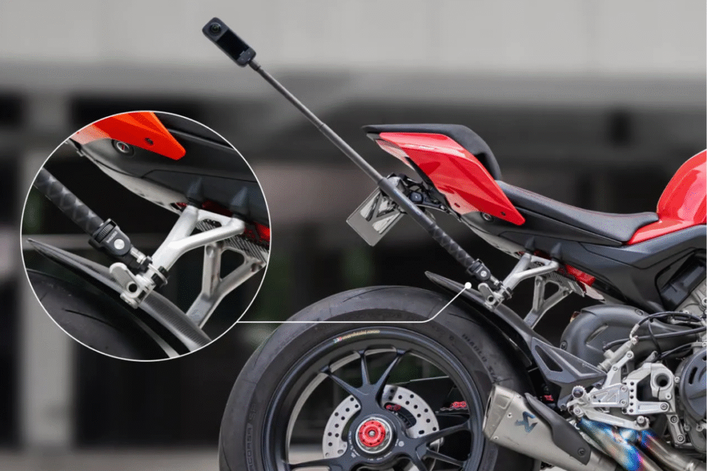 Action camera onboard footage on a motorcycle