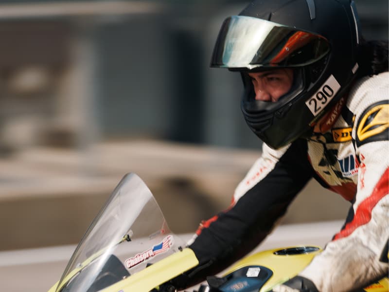 A motorcycle racer on the grid