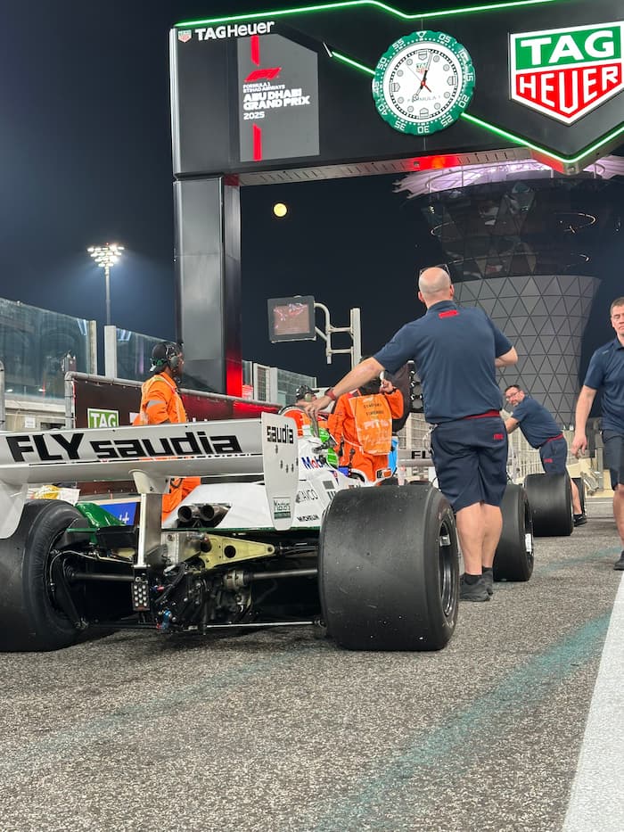 F1 car in the pit in Dubai