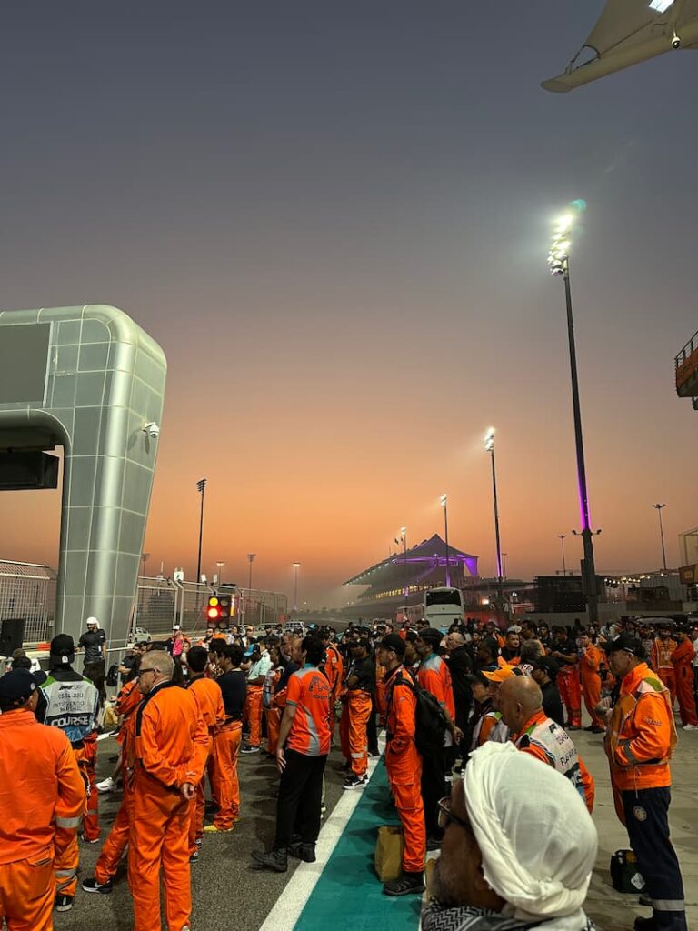Group of track commercial shows on the F1 circuit
