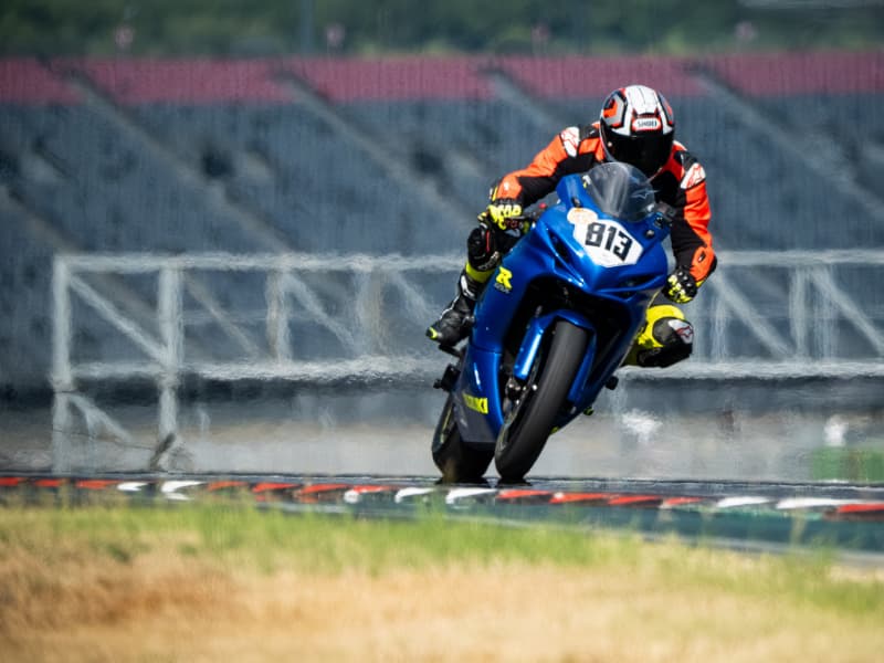 Motorcycle racer at the Apex