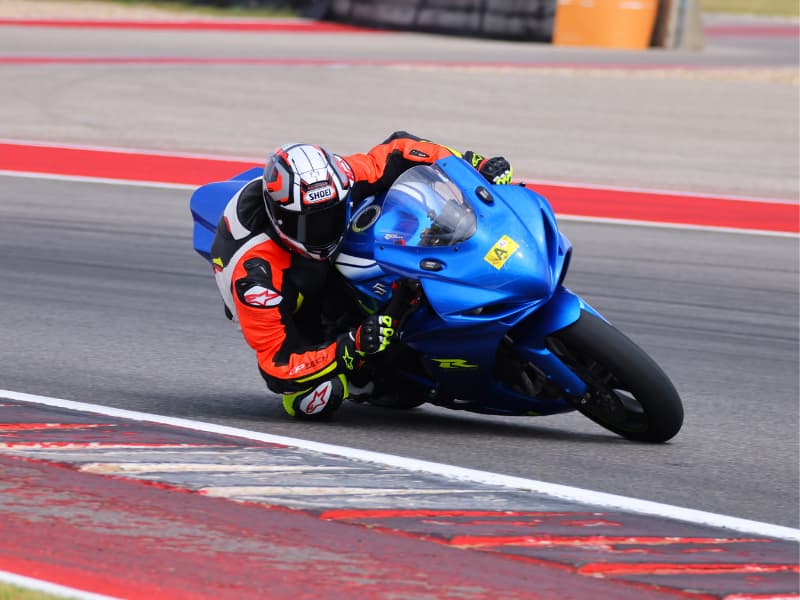 Motorcycle racer at the Apex