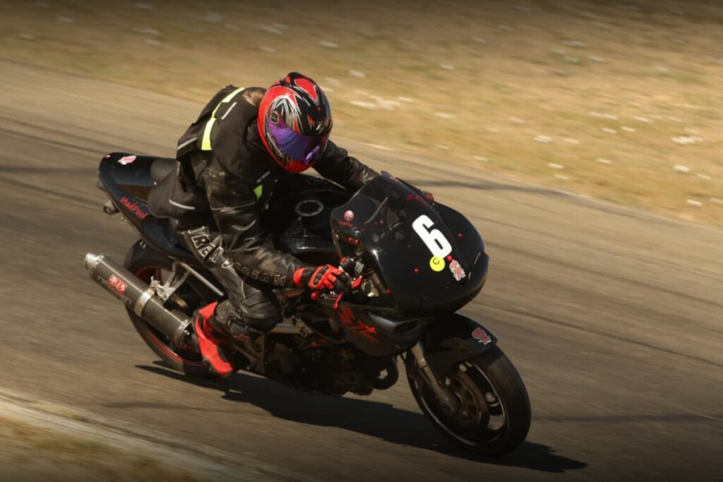 a motorcycle racer on a track