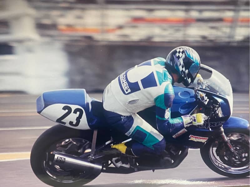 A motorcycle racer with number 23