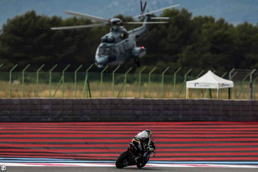 a motorcycle and a helicopter