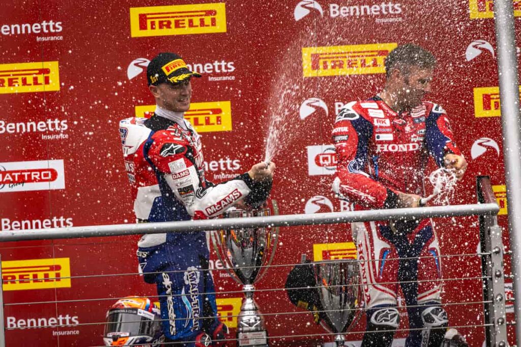 a celebration at the of British superbike