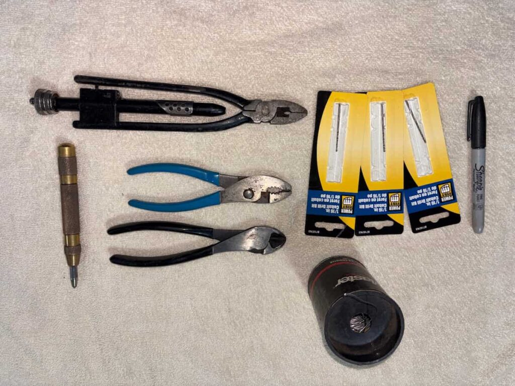 A series of tool, pliers, and twisters