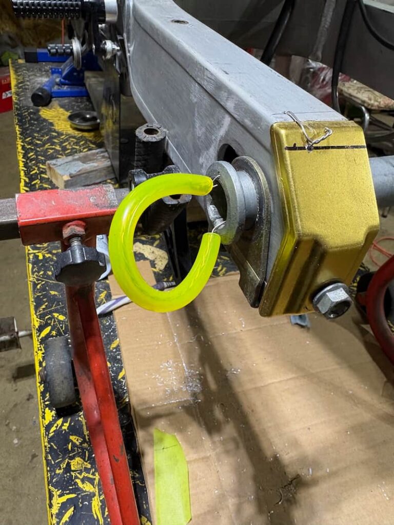 Rear axel is being safety wired