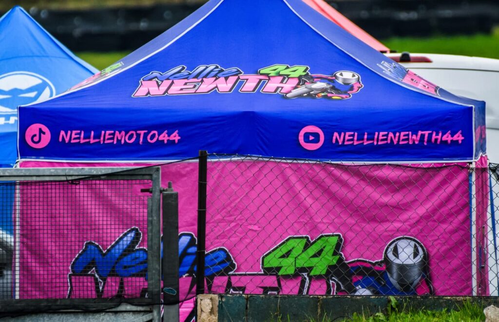 Nellie Newth canopy in her favorite pink and blue color